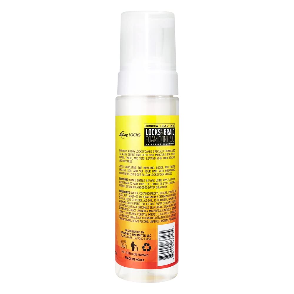 AllDay Locks Braid Foam | Long Lasting Mousse for Style & Shine | No Frizz or Fraying | Moisturizes & Seals Braids, Locks, Twist