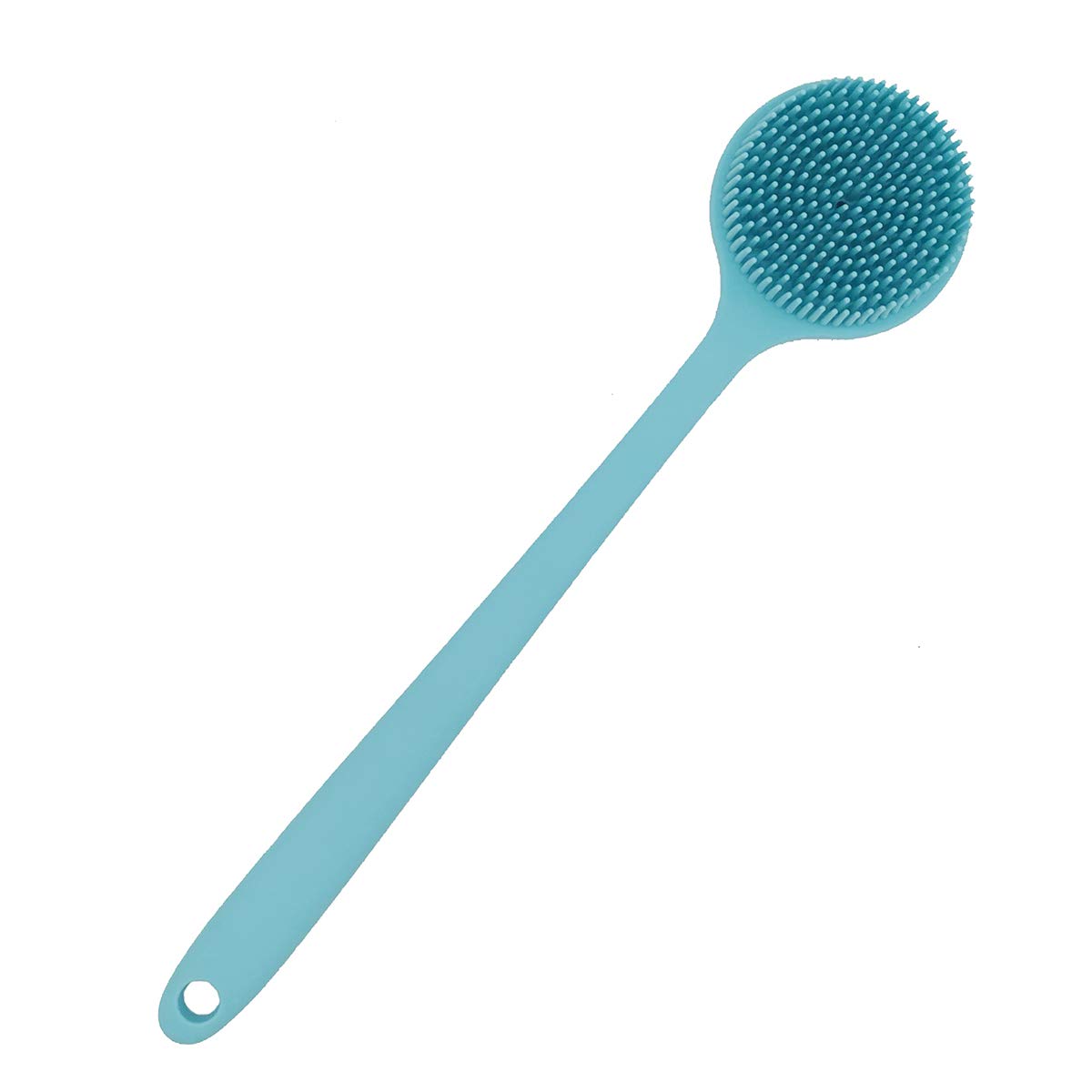 Dnc Soft Silicone Back Scrubber Shower Bath Body Brush With Long Handle (Blue)