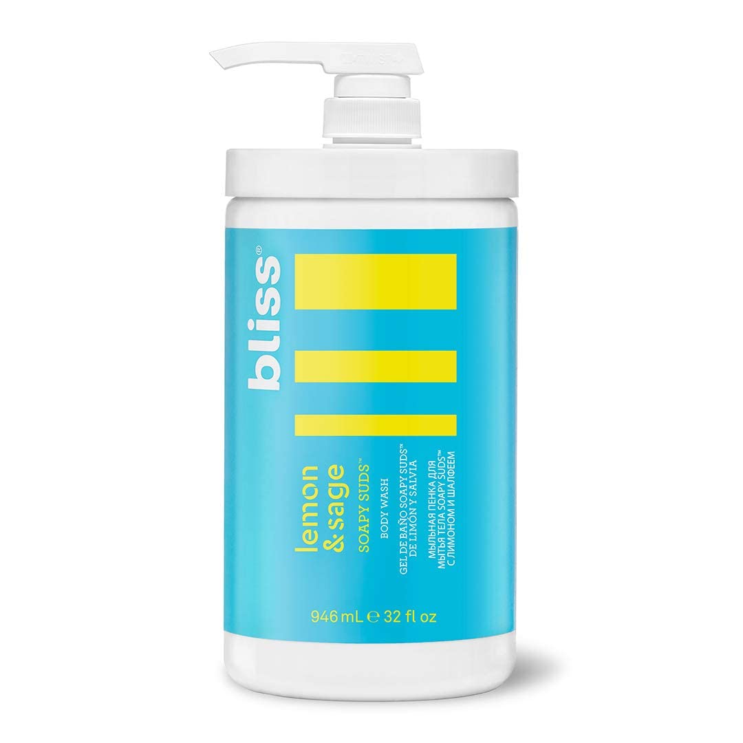 Bliss Soapy Suds Body Wash - Lemon and Sage - 32 Fl Oz - Gentle and Hydrating for Supremely Soft Skin - Paraben Free - Vegan & C