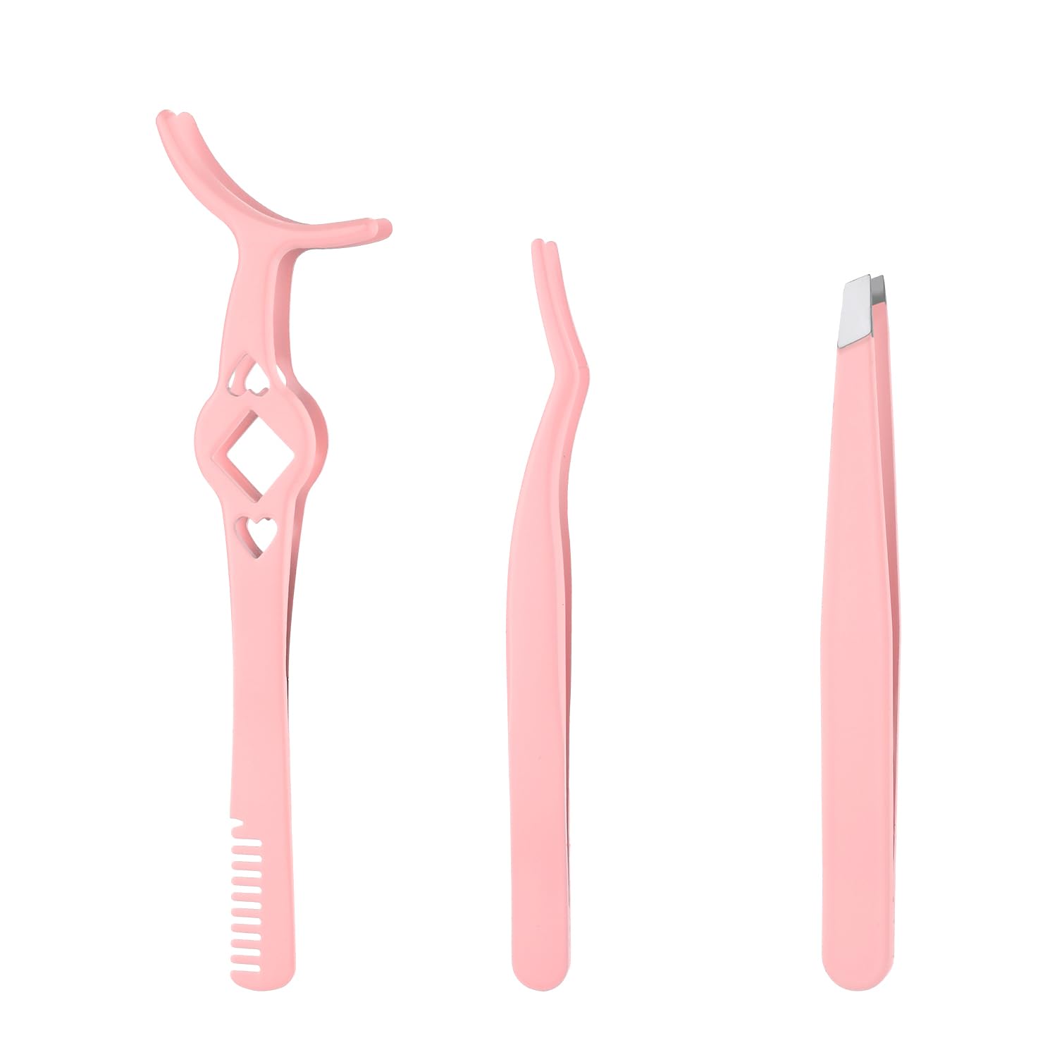 3pcs Eyelash Tweezers, 3 Styles False Eyelash Extension Tweezers Stainless Steel Lash Cluster Applicator Tool with Comb Eyebrow 