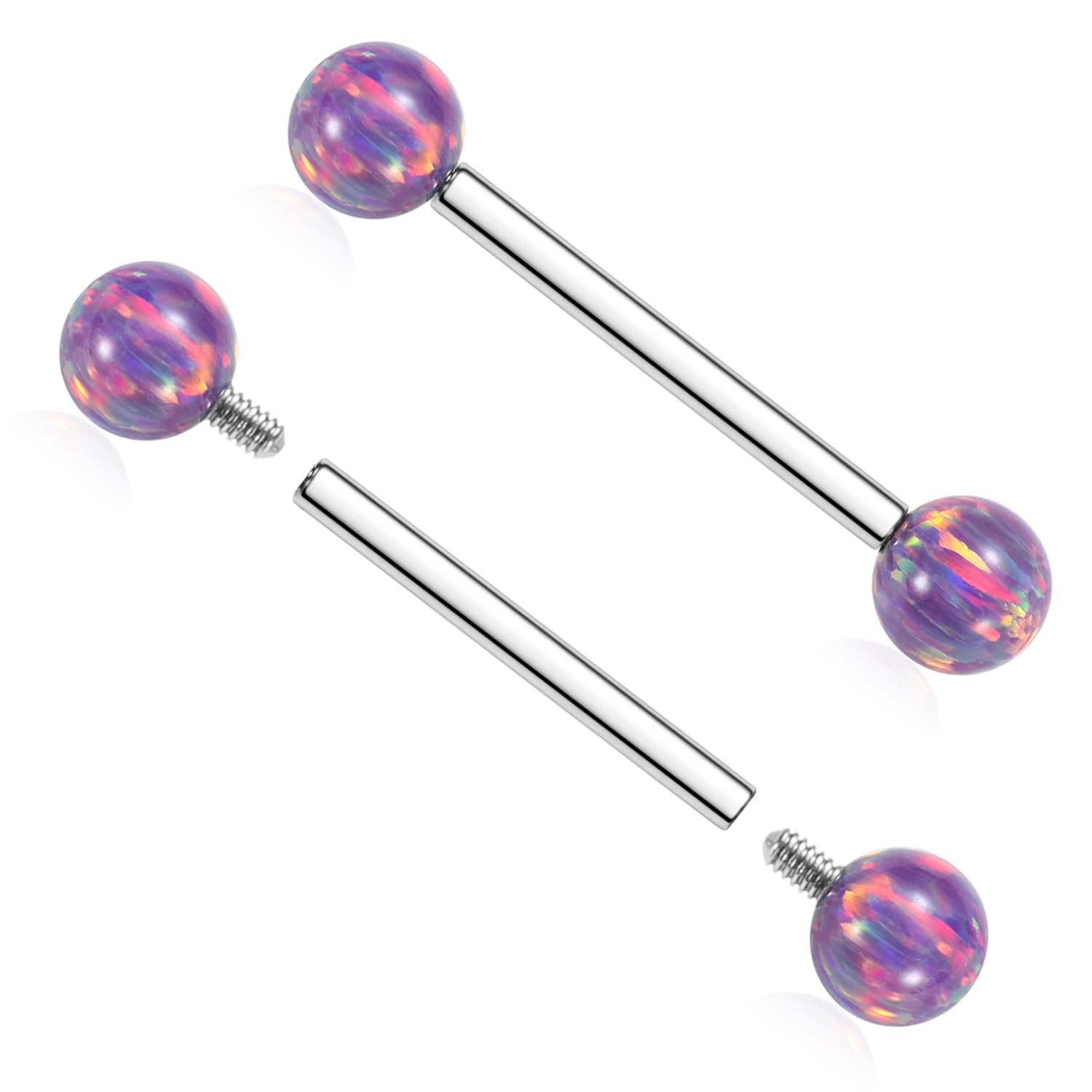 AROWRO Nipple Bars Titanium Nipple Jewelry 14 Gauge Long Bar Nipple Rings Internally Threaded Tongue 16mm Nipple Piercing Purple