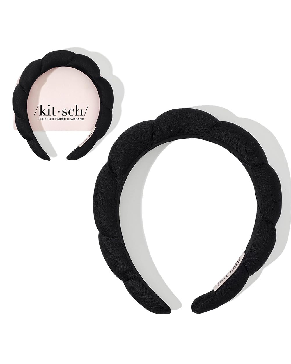 Kitsch Puffy Black Headband for Washing Face - Skincare Headband for Women - Face Wash Headband for Girls - Recycled Fabric - Ec