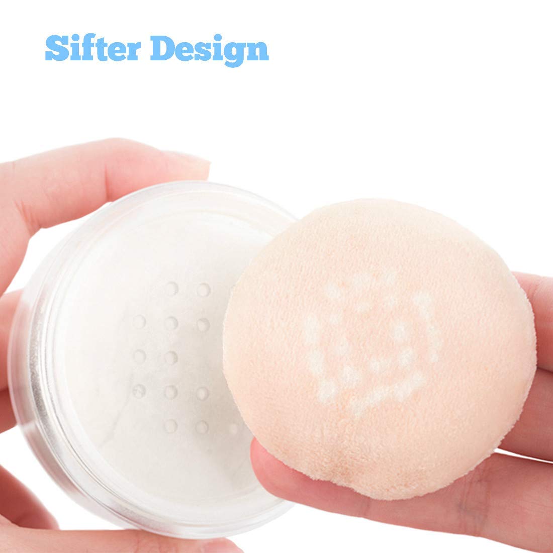 Kalevel Empty Makeup Powder Container 50Ml With Puff Loose Face Powder Compact Case Plastic Cosmetic Jars Travel Containers Refi