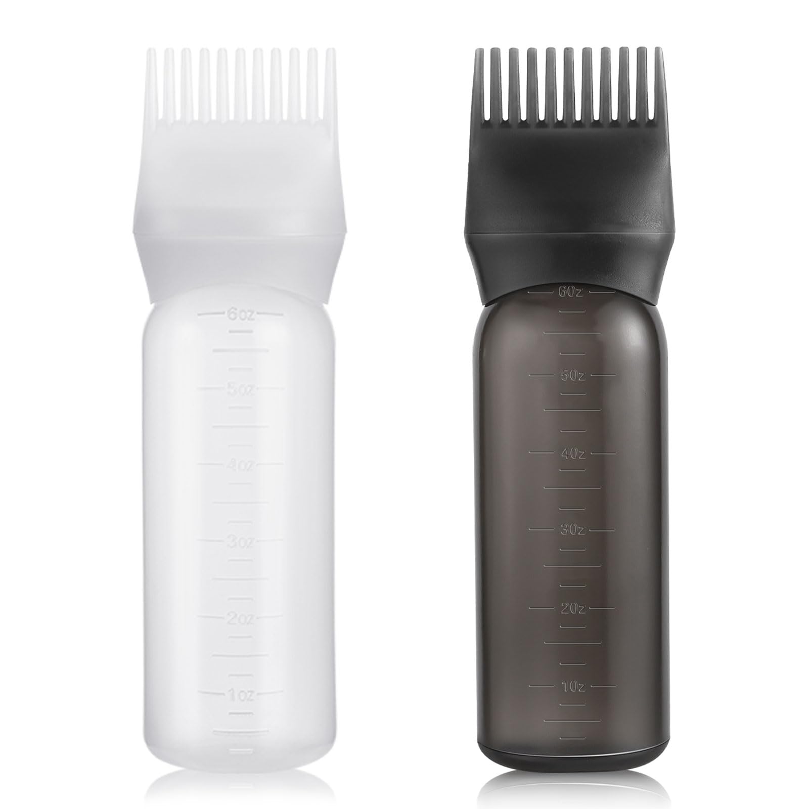 Pimoys 2 Pack Root Comb Applicator Bottle 6 Ounce Oil Applicator for Hair Dye, Hair Oiling Applicator Hair Coloring Bottle with 