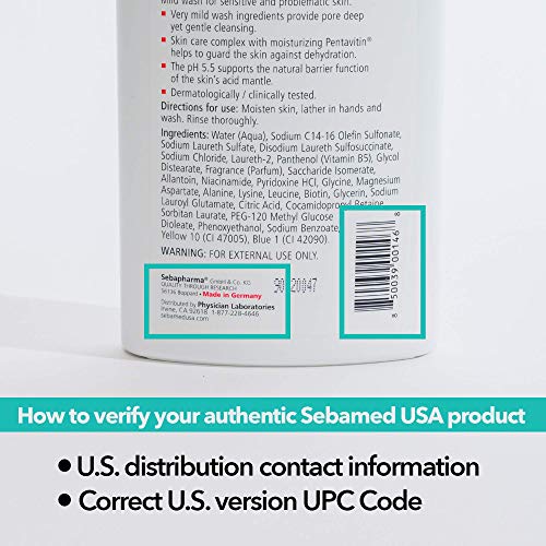 Sebamed Liquid Face & Body Wash Ultra Mild and Gentle Hydrating Cleanser for Normal to Sensitive Skin 13.5 Fluid Ounces (Pack of