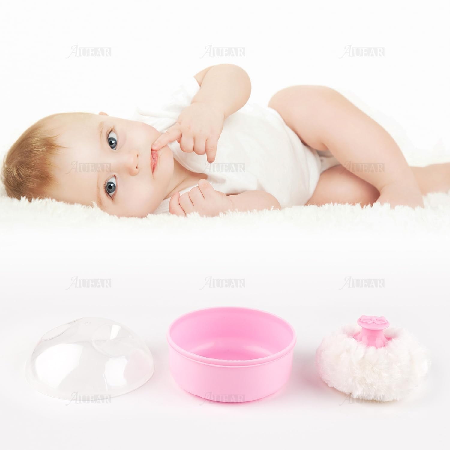 Auear, Set Of 2 Body Cosmetic Powder Puff Sponge Box Case Container 3.74X2.95 Inch For After-Bath Powder To Use