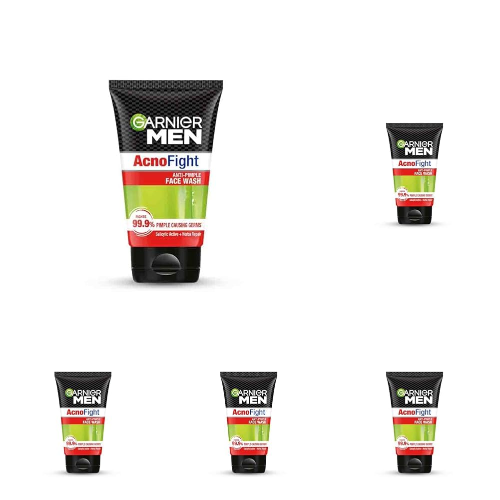 Garnier Men, AntiPimple Face Wash, Repairs Skin & Balances Oils, Acnofight, 100 G (Pack Of 5)