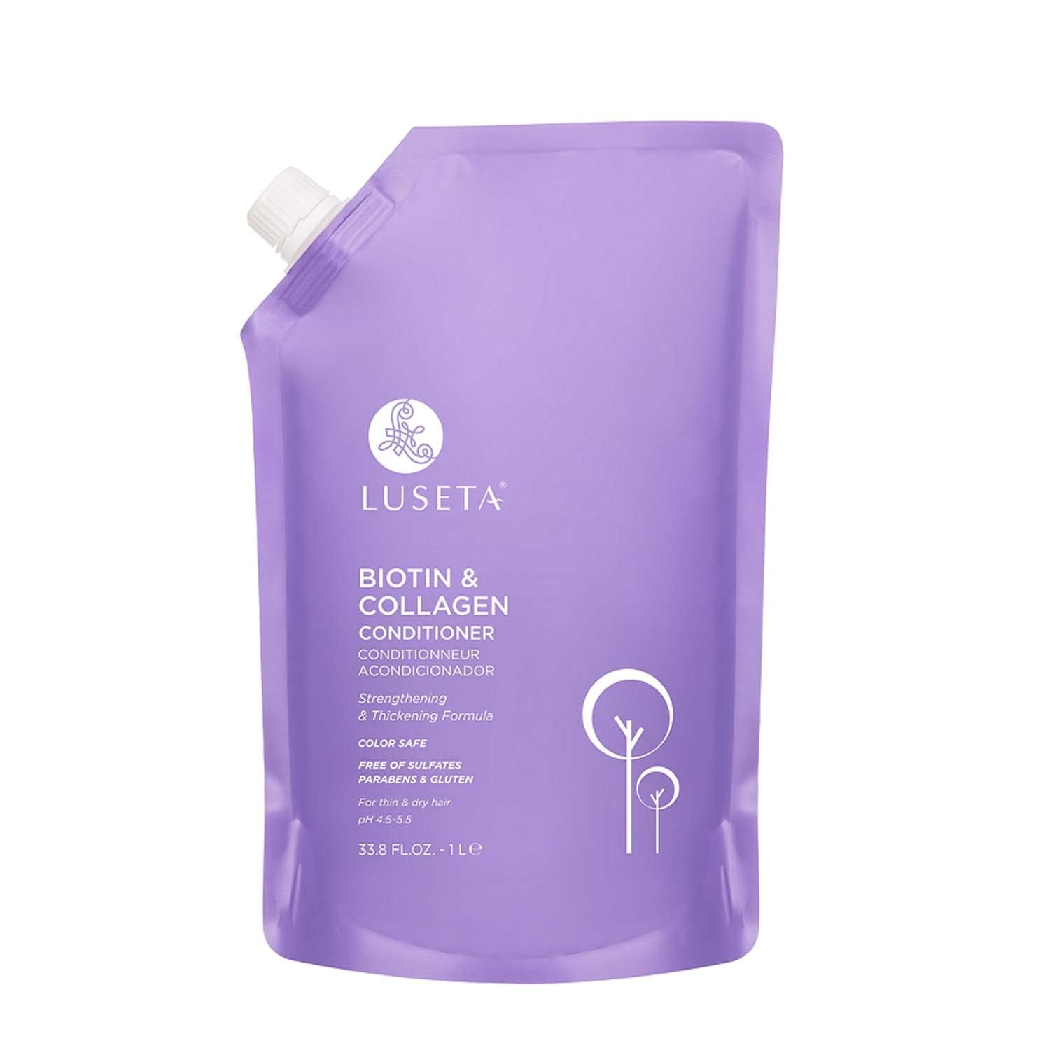 Luseta Biotin & Collagen Conditioner Pouch 33.8oz Thickening & Strengthening for Thin and Fine Hair, Hydrating Hair Growth, Repa