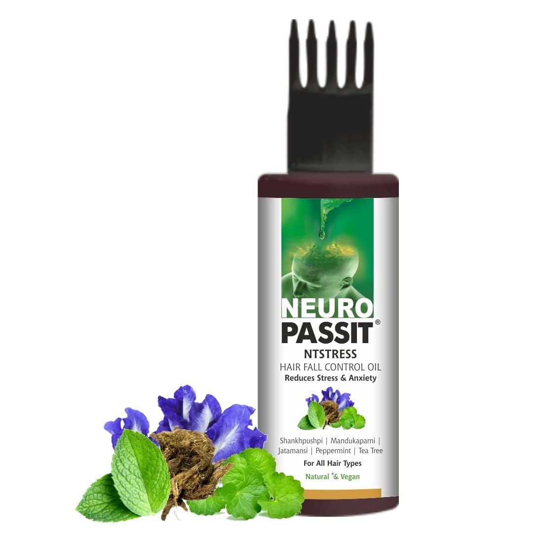Passion Indulge Natural Hair Oil For Hair Growth  Neuropassit Ntstress Oil For Fall Control, Natural & Vegan Hair oil For All H