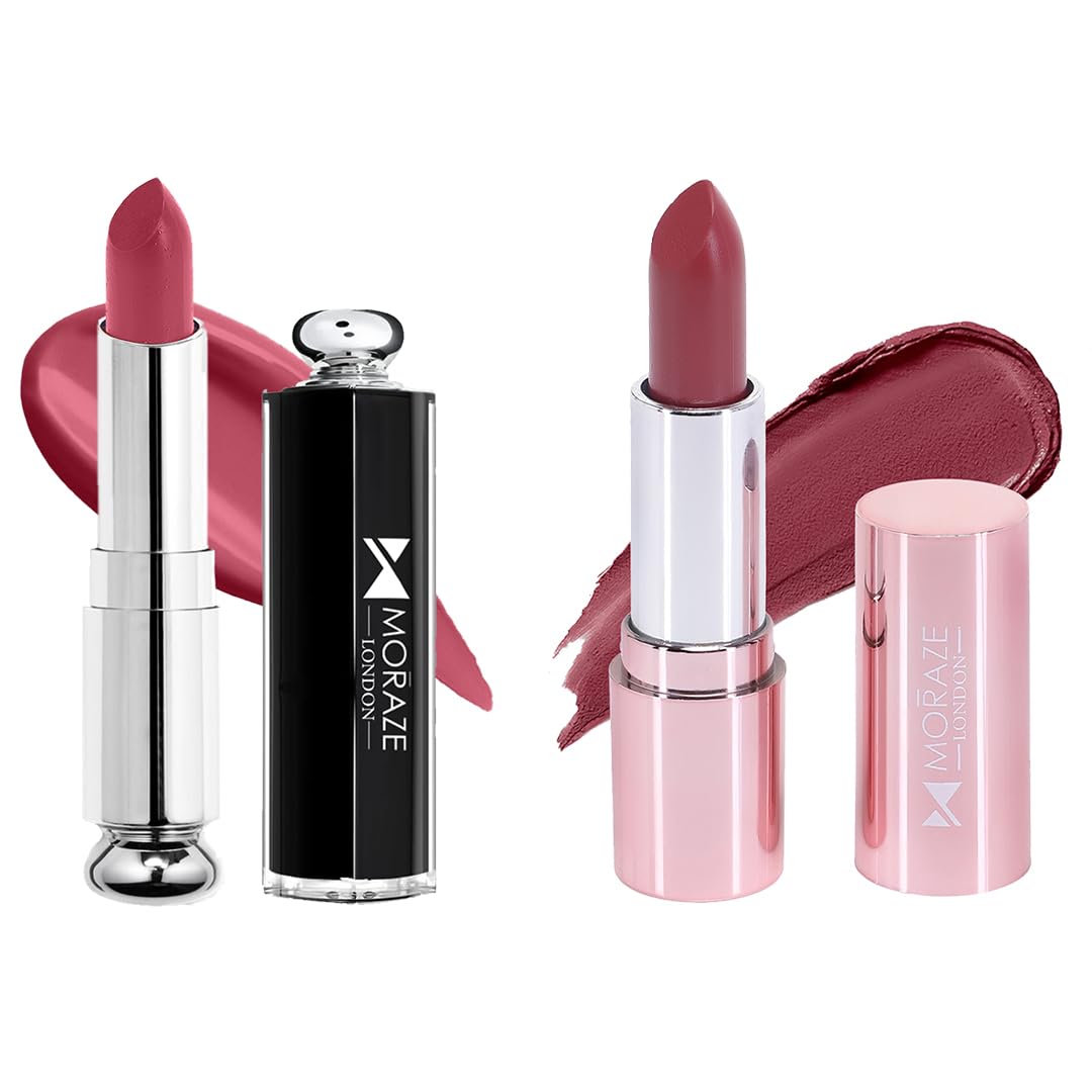 Moraze Makup New Pack Of 2 Stick Creamy Lipstick Waterproof LongLasting (Sassy+Felling)