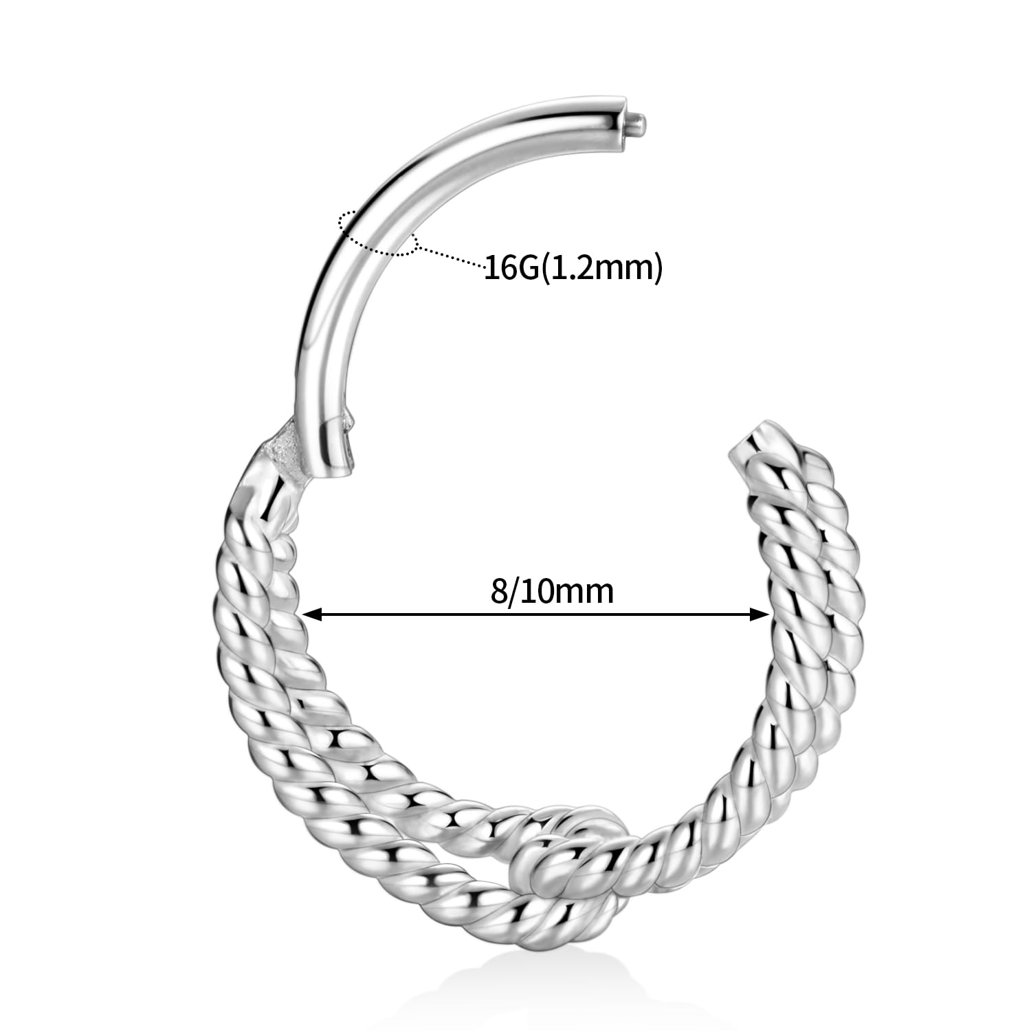 PEAKLINK Double Nose Hoop Ring 16G Cartilage Earring Helix Piercing Jewelry Conch Hoop Earring Conch Piercing Jewelry Silver Sep