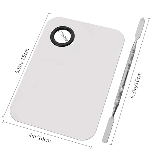 Sinen Stainless Steel Makeup Palette with Spatula Tool, 6x4 Inch, Silver - Ideal for Nail Art, Eye Shadow, and Pigment Blending