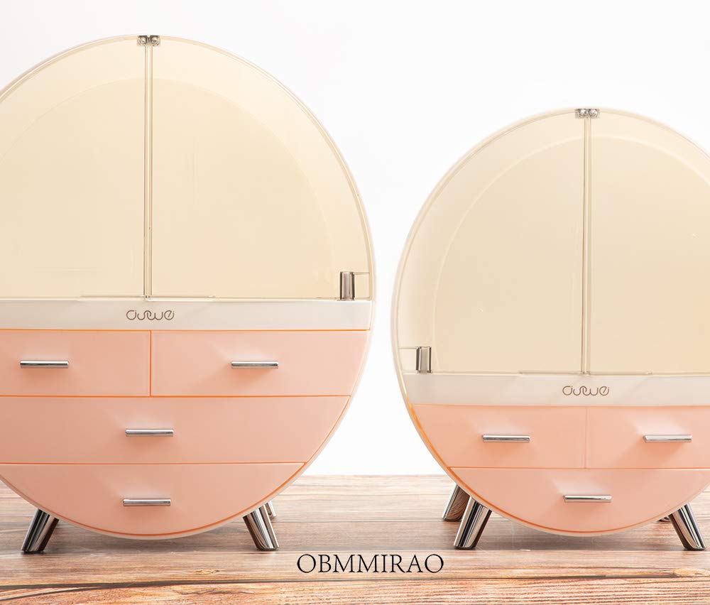 Obmmirao Elegant Dustproof Makeup Storage Organizer Box, Waterproof Medium Cosmetics Organizer Storage With Drawers Skincare Cos