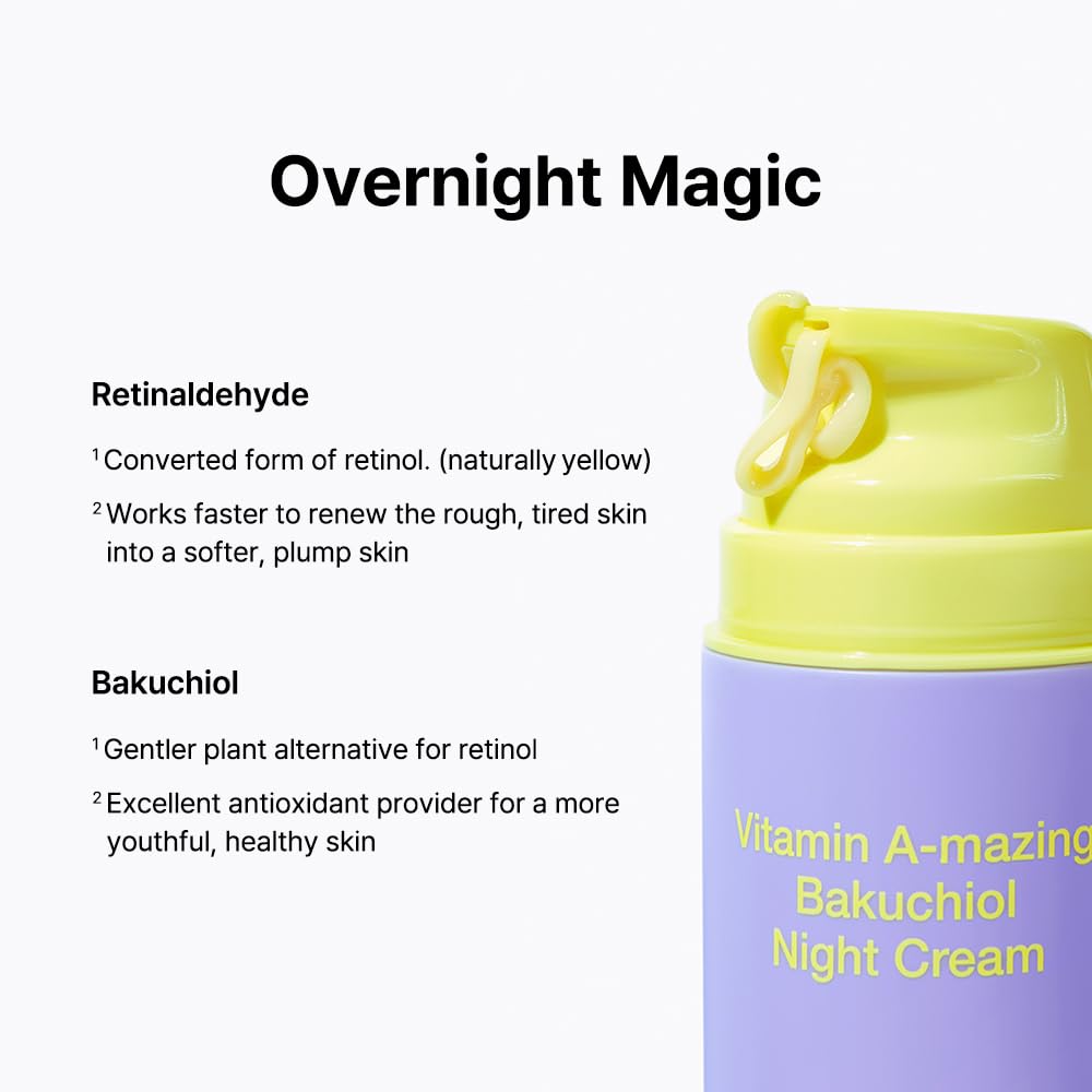 BY WISHTREND] Vitamin A-mazing Bakuchiol Retinal Night Cream, Korean Retinol Alternative, Slow Aging, Skin Smoothing, Pore Refin
