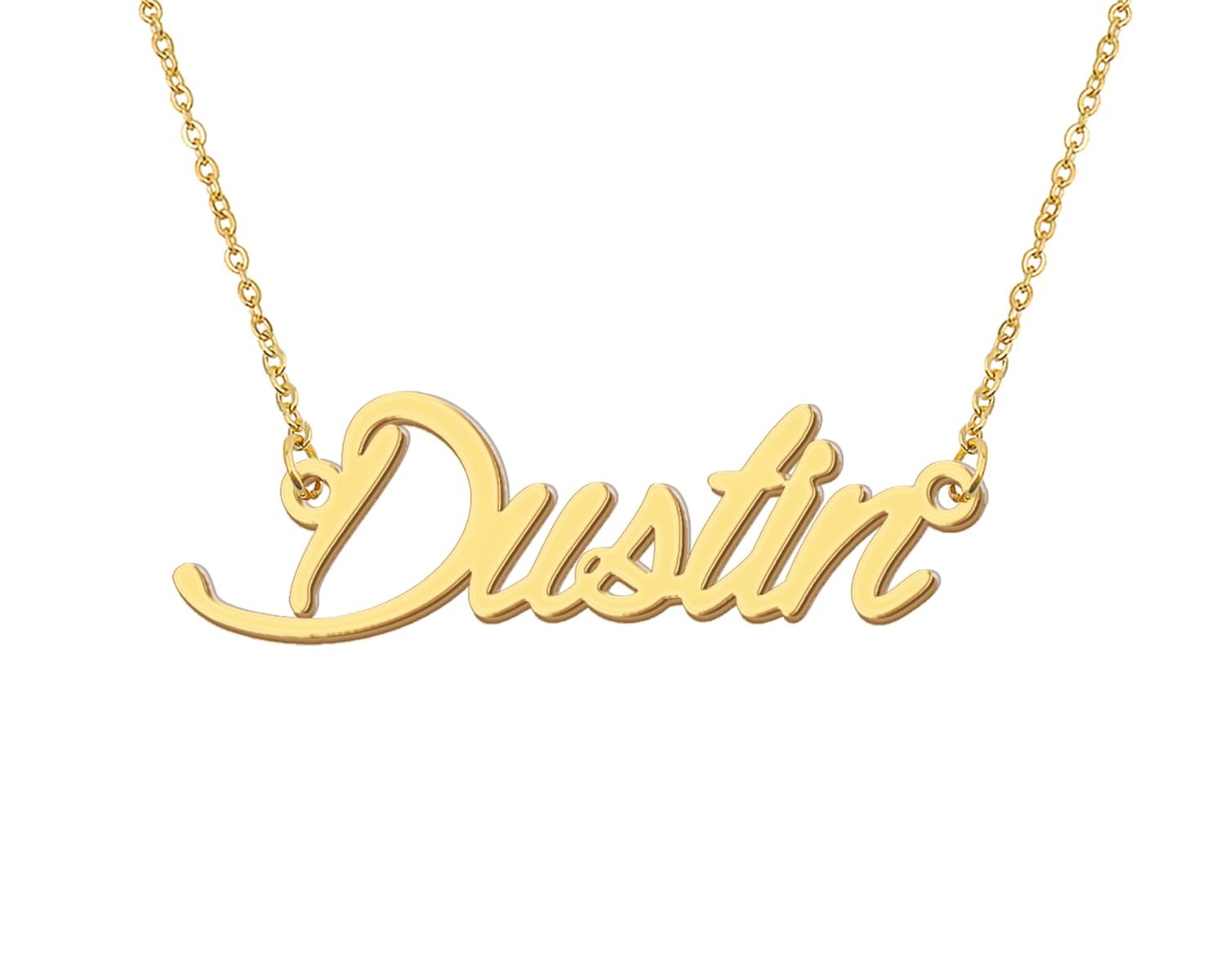 Aoloshow 18k Gold Plated Dustin Name Pendant Necklace Womens Mens Nameplate Stainless Steel Jewelry for Valentine's Day