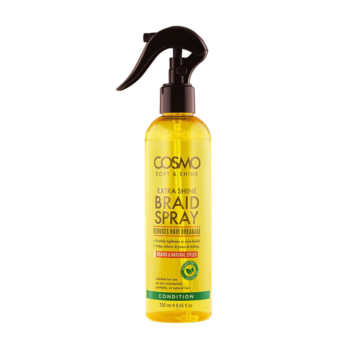 Cosmo Soft & Shine Extra Shine Hair Braid Spray 8.4 fl.oz  250ml, Conditioner, Reduces Hair Breakage, Help Relieve Dryness & it