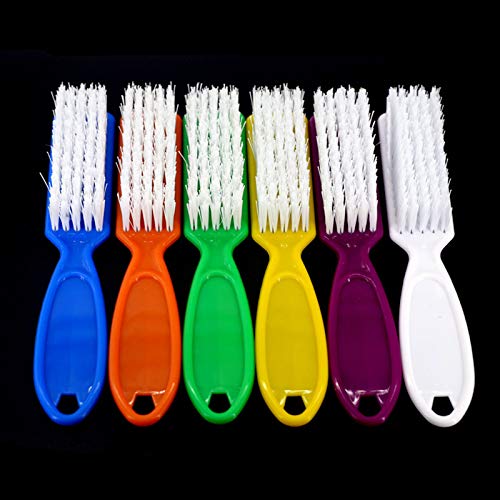SQULIGT Nail Brushes - 6 Pcs Handle Grip Nail Cleaning Brushes for Toes & Fingernails, Pink, Pack of 1