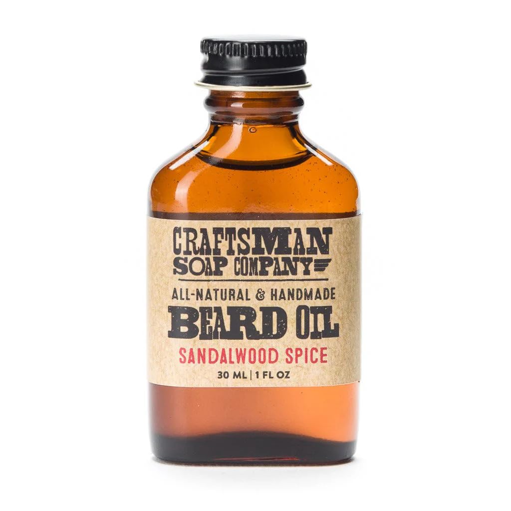 Craftsman Soap Company Beard Oil, Sandalwood Scent in 1oz Glass Flask