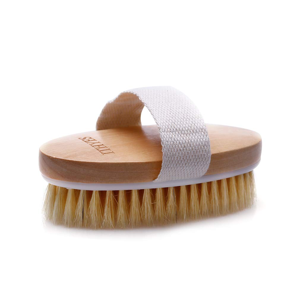 Ithyes Dry Brushing Body Brush Exfoliating Brush Natural Bristle Bath Brush For Remove Dead Skin Toxins Cellulite,Treatment,Impr