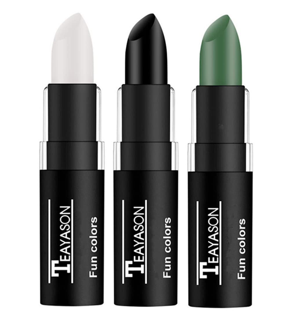 Go Ho 3 Pcs Makeup Clown White Black Cream-Blendable Sticks,Waterproof Green Face Body Paint Professional Sfx Makeup,Safe Facepa