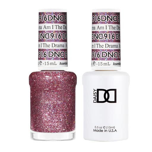 DND Gel Polish Set, Glitter Collection, UV Gel Polish and Air Dry Nail Lacquer, Matching Chip-Free Polish Duo, 929 Orange Aura, 