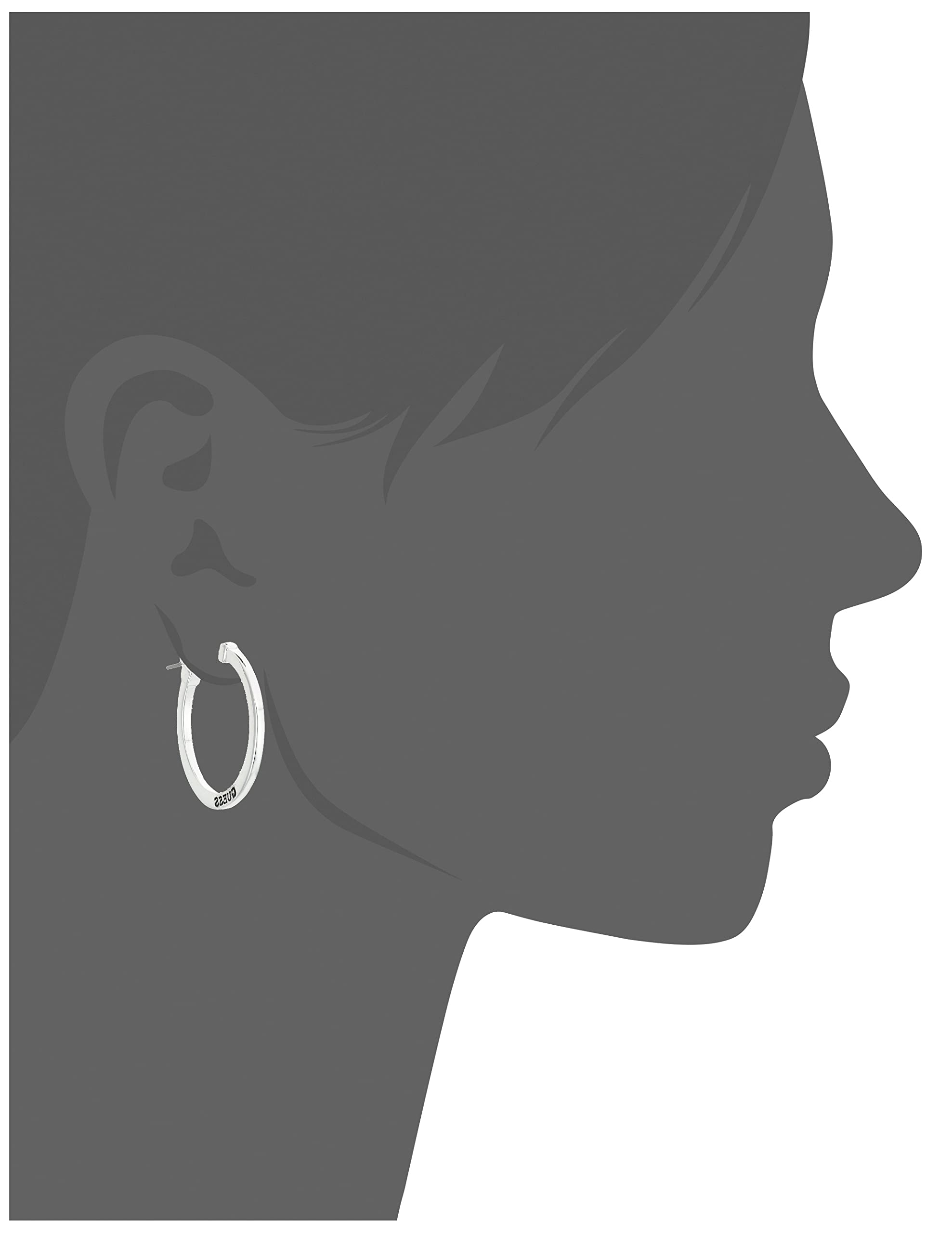 GUESS Basic Silver Logo Small Hoop Earrings
