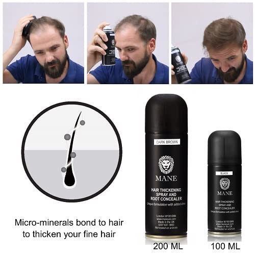 Mane Hair Thickening Fiber Spray (200 Ml, Grey)
