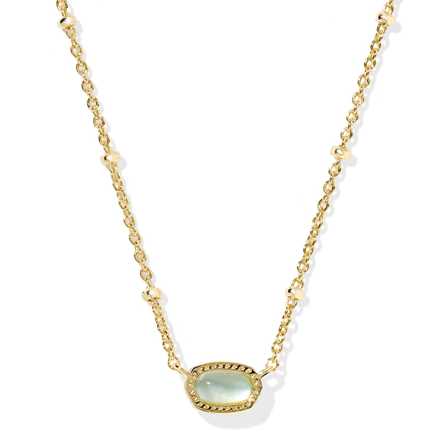 Kendra Scott Mini Elisa 14k Gold-Plated Satellite Short Pendant Necklace, Fashion Jewelry for Women, Light Blue Illusion