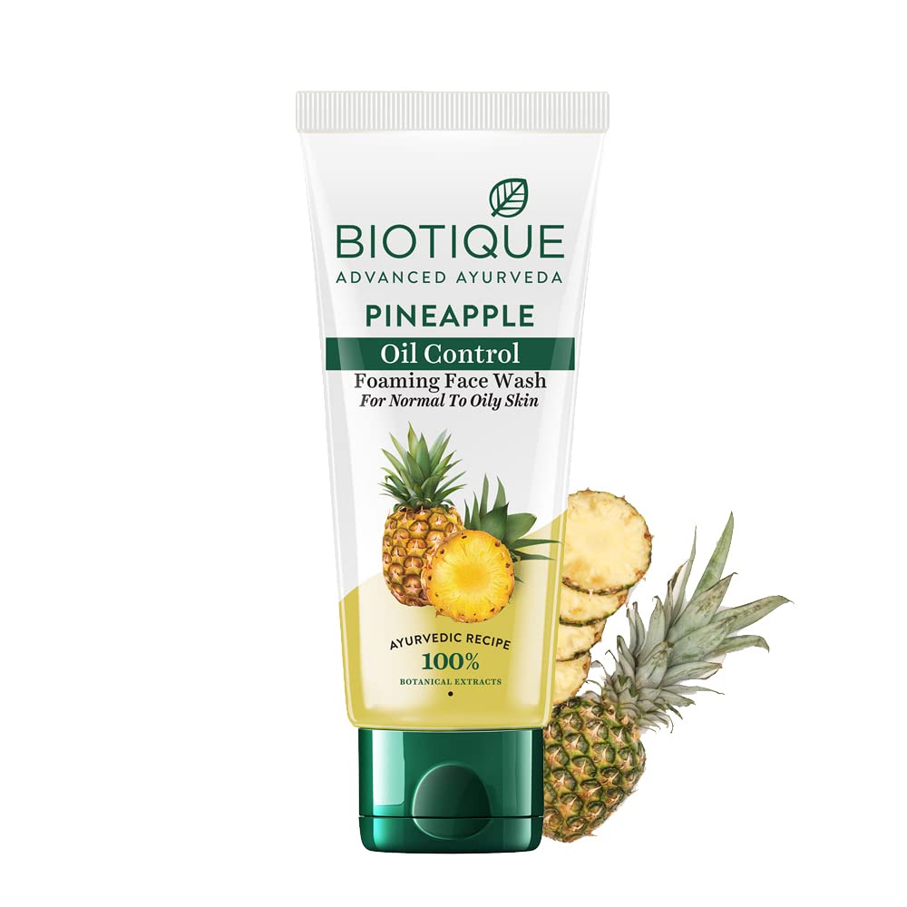Biotique Pineapple Oil Control Foaming Face Wash | Hydrates Dry Skin | Eliminates Excess Oil | Evens Skin Tone | 100% Botanical 