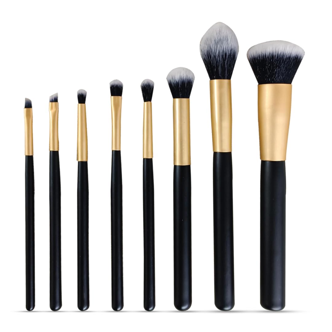 Sanfe Makeup Brush Kit  Pack Of 8 | Foundation, Blusher, Powder, Blender, Concealer, Eye Shadow, Nasal Shadow & Lip Brush | Sof