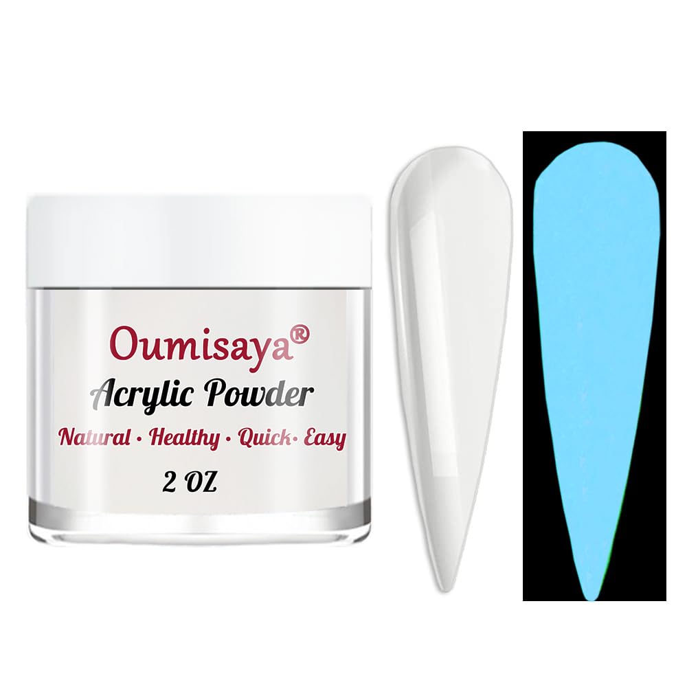 Glow in the dark Clear Acrylic Nail Powder 2OZ Semi-Transparent Top Coat Powder for nail arts (AP057)