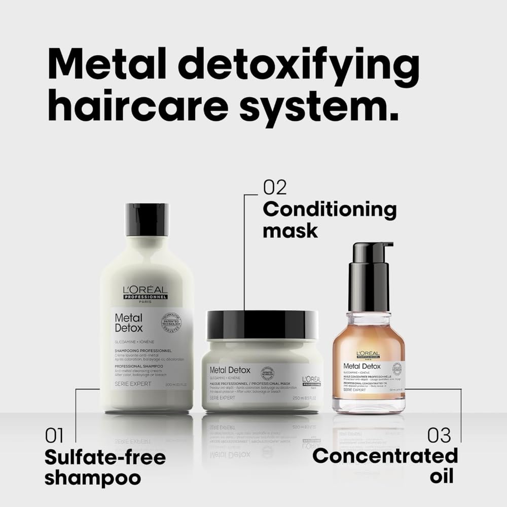 Loreal Professionnel Metal Detox Shampoo | Hard Water Chelating Shampoo | Removes Metal Build Up | Protect Color & Add Shine | P