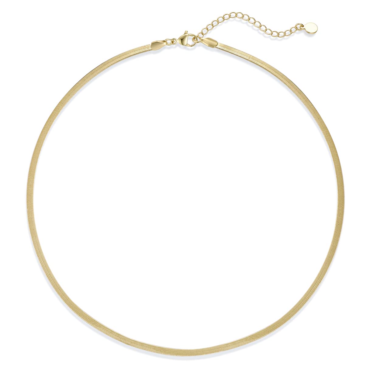 NUZON 18K Gold Plated Snake Chain Necklace Thick Flat Herringbone Necklace Gold Choker Necklaces for Women Jewelry 3MM 18  Adjus