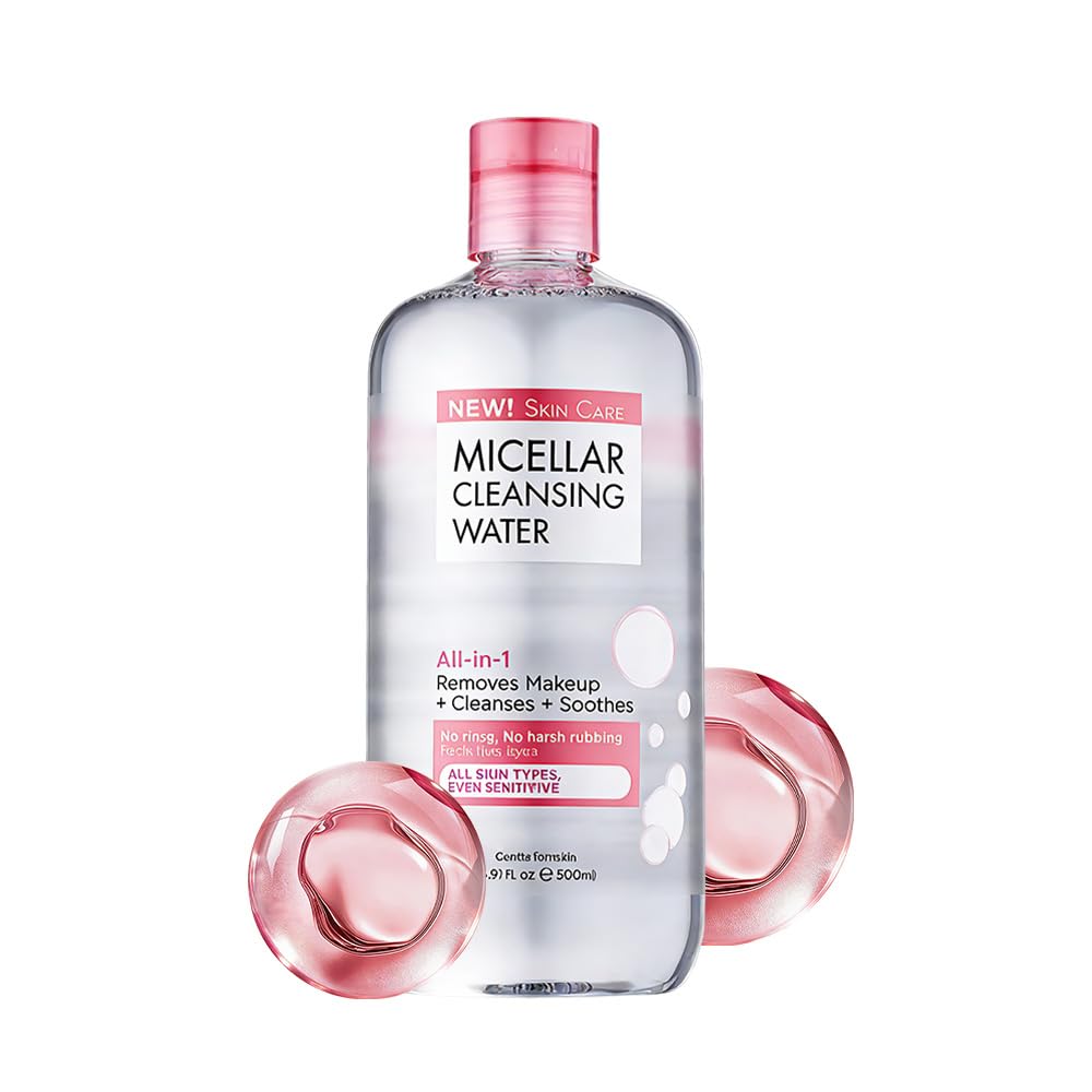 Micellar Cleansing Water & Makeup Remover for Face, Eyes & Lips, 16.9 Fl Oz