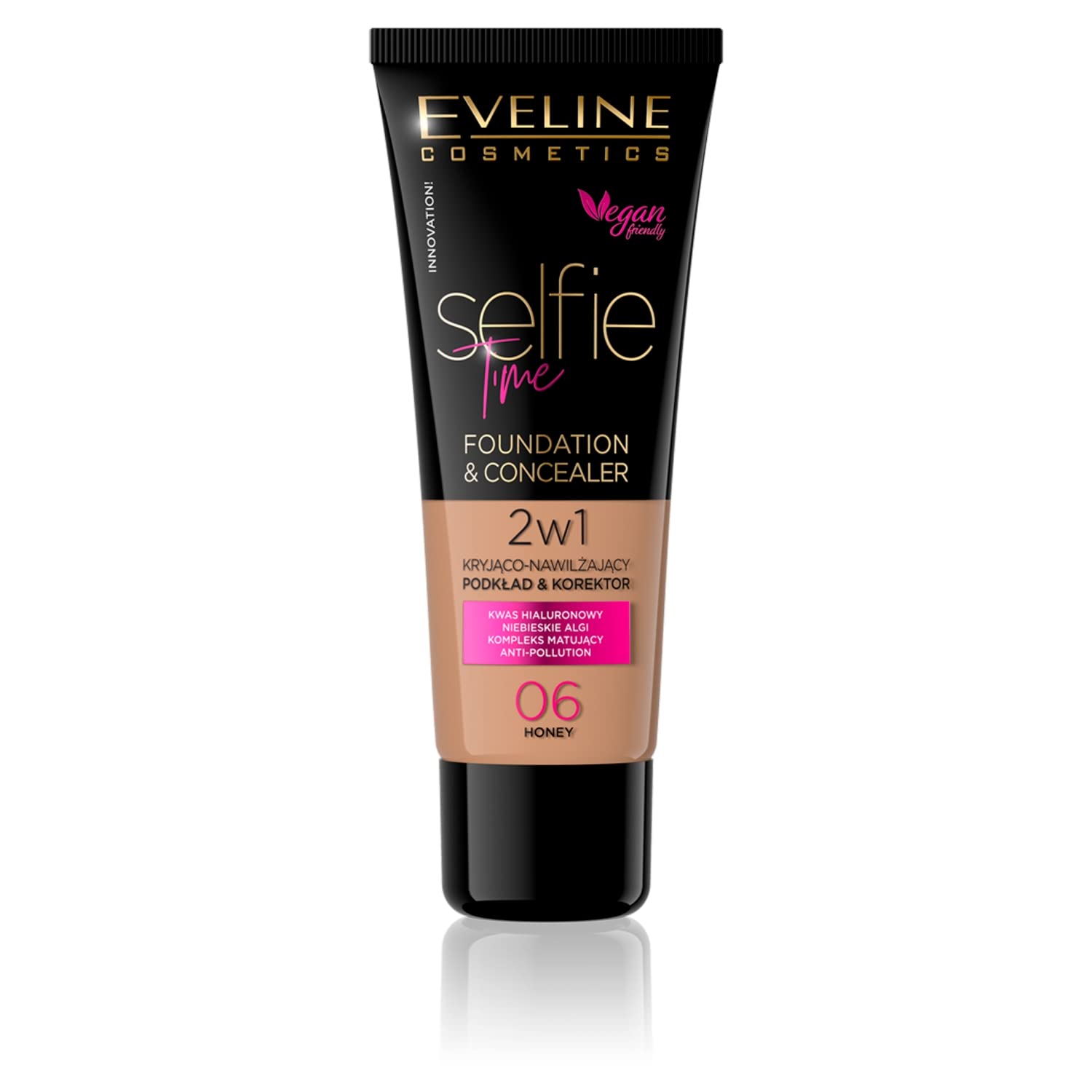 Eveline Cosmetics Selfie Time Covering and Moisturising Foundation and Concealer 2in1, 30 ml, No. 06 Honey