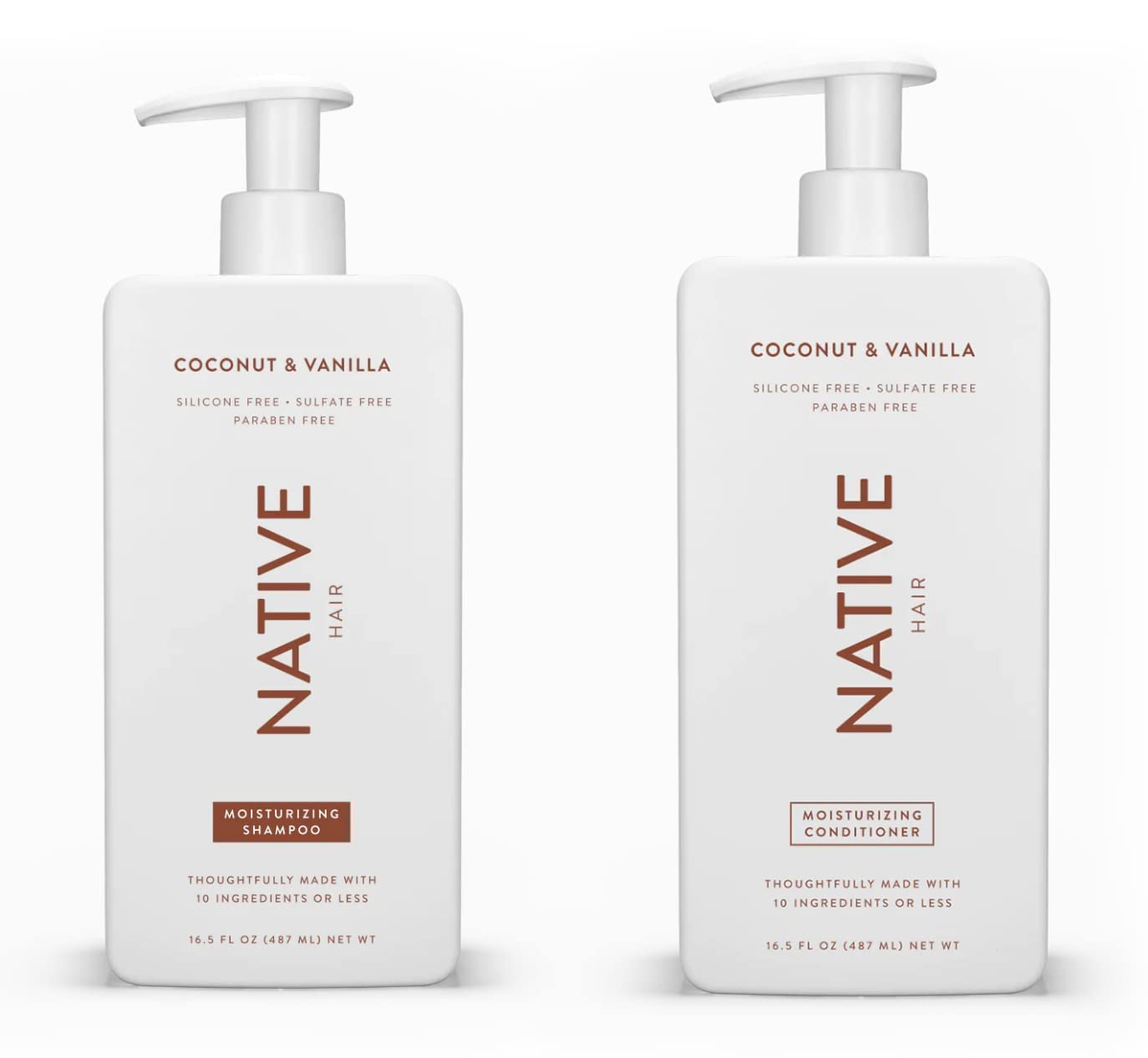 Native Shampoo and Conditioner Set | Sulfate Free, Paraben Free, Dye Free, with Naturally Derived Clean Ingredients| 16.5 oz (Co