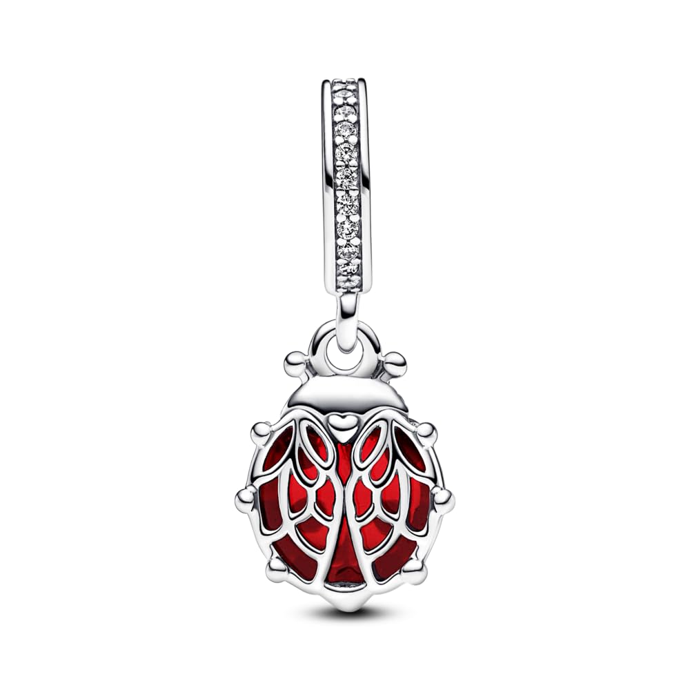 Pandora Red Ladybug Dangle Charm - Compatible Moments Bracelets - Jewelry for Women - Gift for Women in Your Life - Made with St
