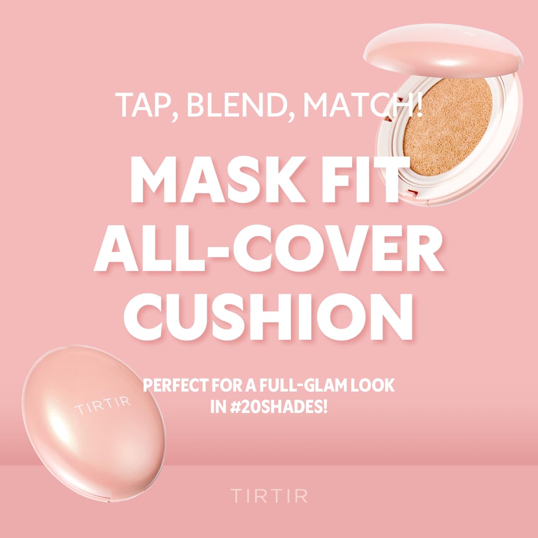 Tirtir Mask Fit All Cover Pink Cushion Foundation | High Coverage, Velvety Matte Finish, Lightweight, Flawless, Corrects Redness