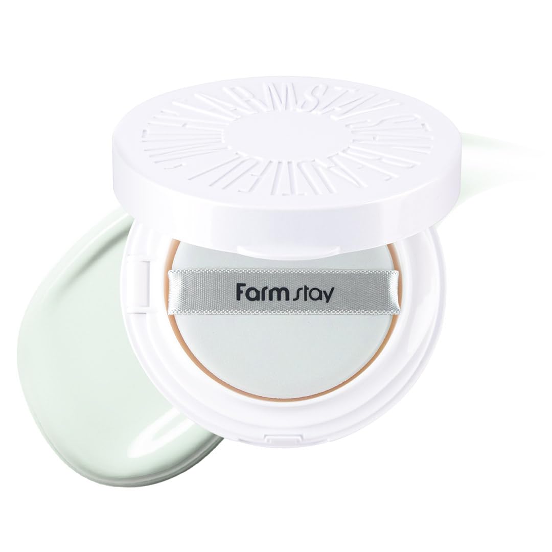 Farmstay Radiant Green ToneUp Cushion  Color Correcting, Lightweight Coverage, Even Skin Tone, Oil Control, Korean Beauty Cush