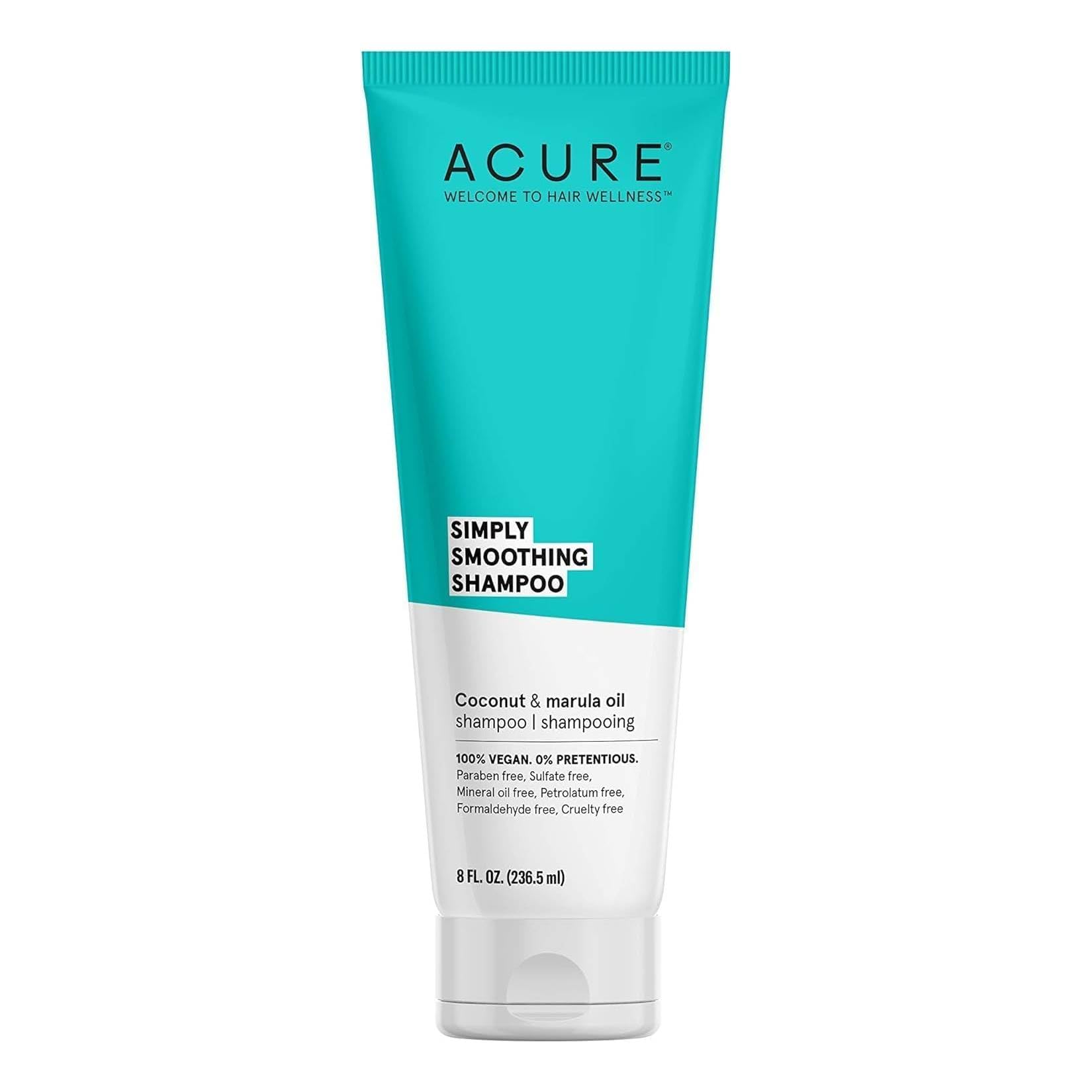 Acure Simply Smoothing Shampoo, Water, Coconut & Marula Oil, 100% Vegan, Performance Driven Hair Care, Smooths & Reduces Frizz,
