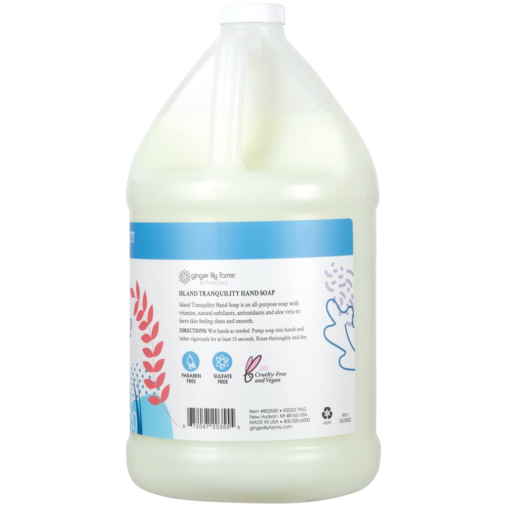 Ginger Lily Farms Botanicals All-Purpose Liquid Hand Soap Refill, Island Tranquility, 100% Vegan & Cruelty-Free, Green Tea Lemon