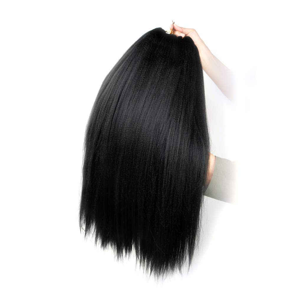 Difunee Pre-Stretched Braiding Hair - 20 Inch 8 Packs Medium Long Braiding Hair Yaki Texture Soft Crochet Braids, Natural Black