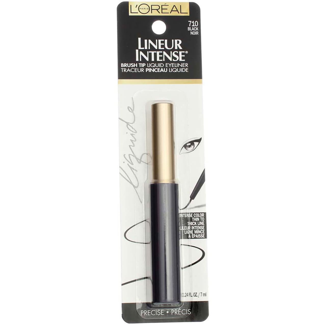 L'Oreal Paris Lineur Intense Brush Tip Liquid Eyeliner, 710 Black (Pack of 2)