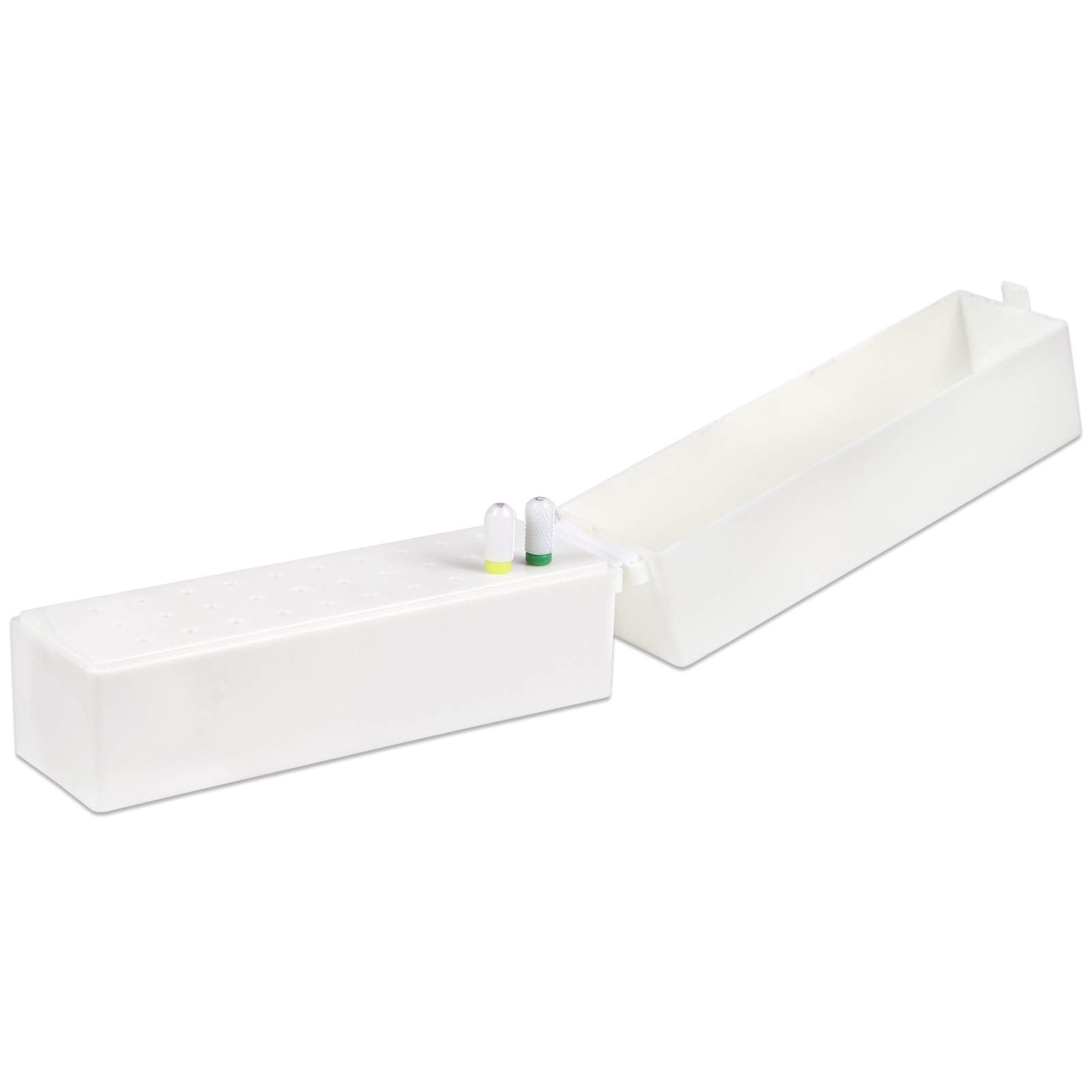 30 Holes White Rectangle Nail Drill Bit Holder Stand Display Organizer  Dust Proof Acrylic Storage Container Box Case Tools for