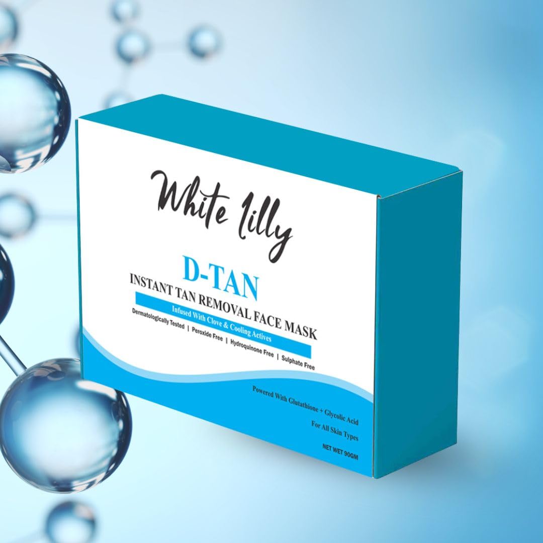 White Lilly DTan Instant Tan Removal Face Mask | Removes Tan, Brightens Skin, Reduces Pigmentation & Dark Spots | Pore Cleansin