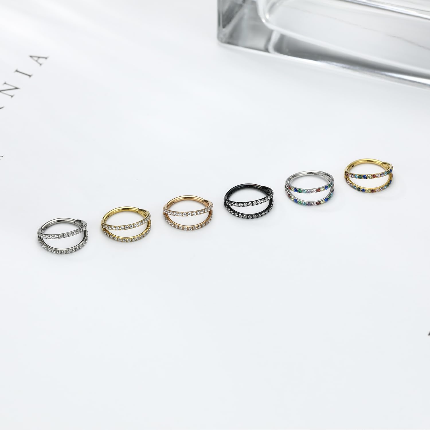 GAGABODY 20 Gauge Helix Earring Double Open Stack Hoop 6mm Hoop Earrings 20g Nose Hoop Septum Jewelry CZ Rose Gold Surgical Stee