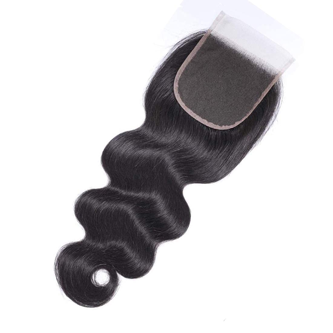 UNice Hair Body Wave 4x4 lace Closure Free Part, Unprocessed Brazilian Human Virgin Hair Swiss Lace Closure Natural Black Color