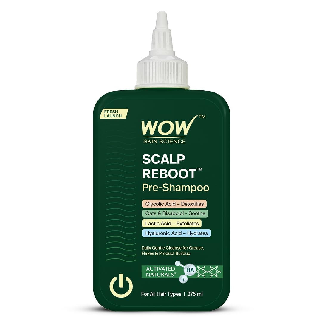 Wow Skin Science Scalp Reboot Pre-Shampoo Cleanser | Step-0 Gentle Scalp Wash For Oil, Flakes & Build-Up | With Glycolic Acid, L