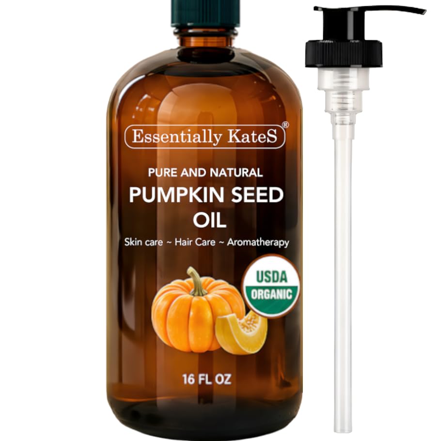 Pumpkin Seed Oil 16 fl oz (Glass Bottle)  USDA Organic Cold Pressed  100% Pure and Natural  Hexane Free, Phthalate Free  Ski