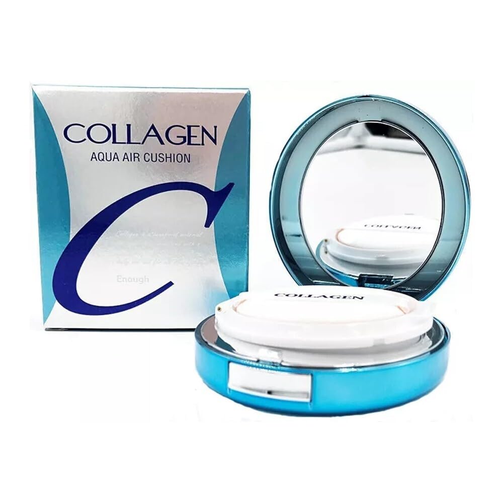 Enough Collagen Aqua Air Cushion Spf 50, Full Coverage Hydrating Foundation Makeup, Tinted Moisturizer Sunscreen, Korean Skin Ca